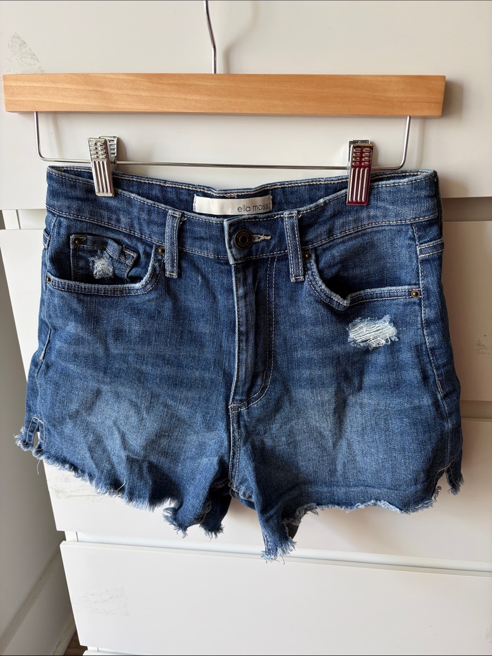 Ella Moss Dark Blue Distressed Denim Cutoff Shorts